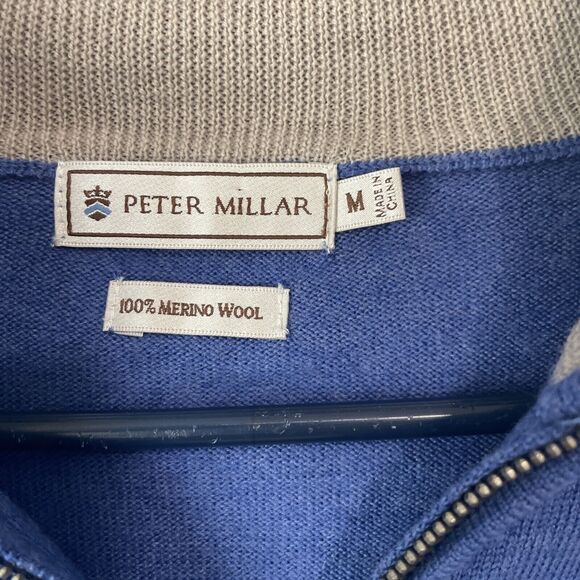 PETER MILLAR COLLECTION Quarter-Zip Sweater Merino Wool Medium - Picture 4 of 5